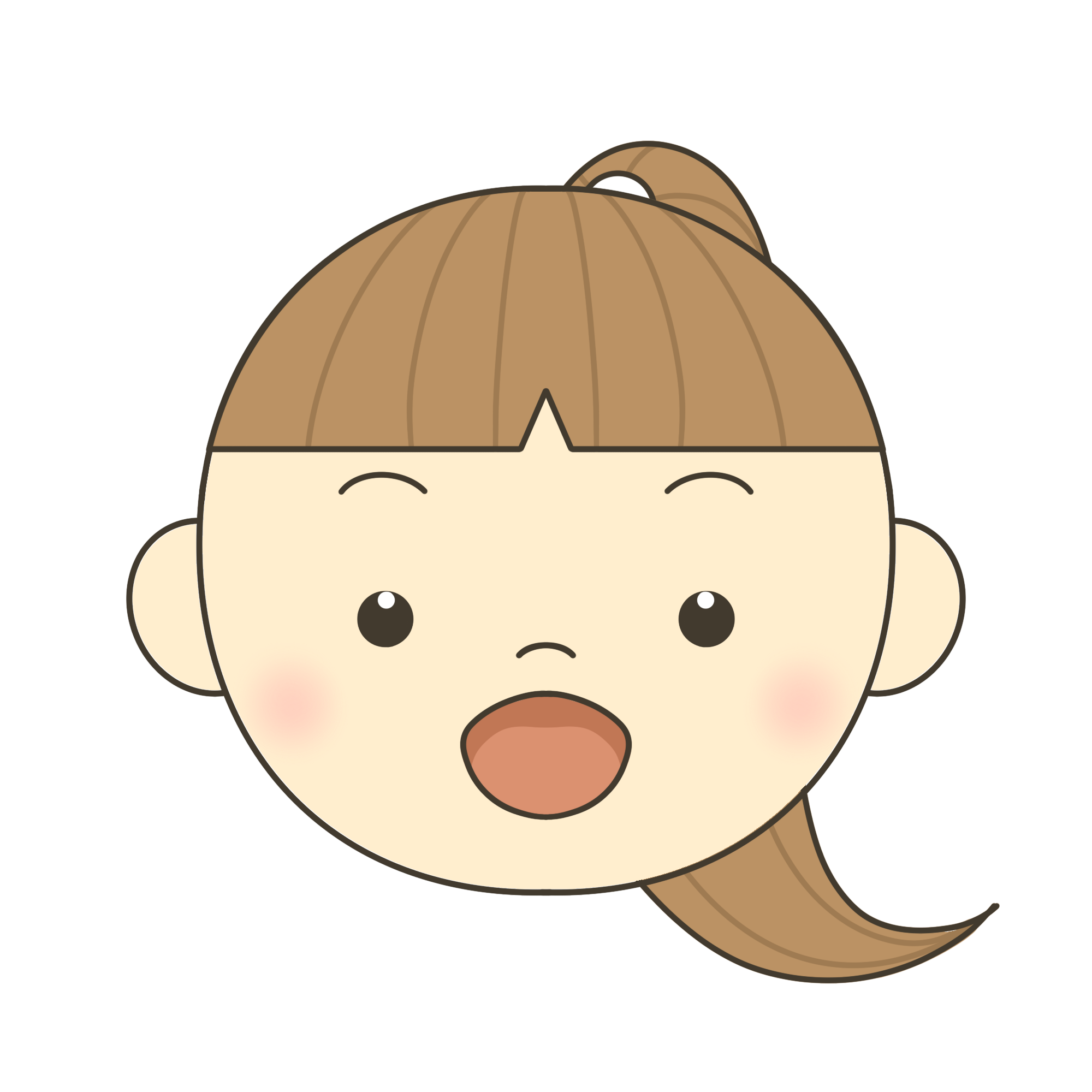あの口の形のイラスト（ポニーテール）｜発音練習・言語学習に使える素材