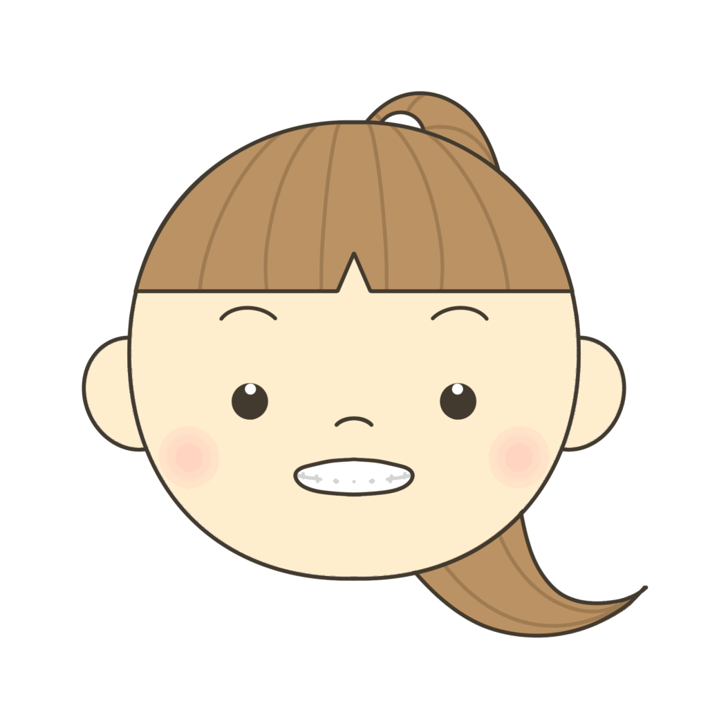 いの口の形のイラスト（ポニーテール）｜発音練習・言語学習に使える素材