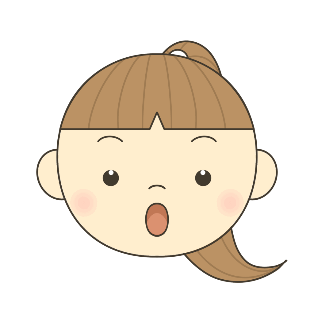 おの口の形のイラスト（ポニーテール）｜発音練習・言語学習に使える素材