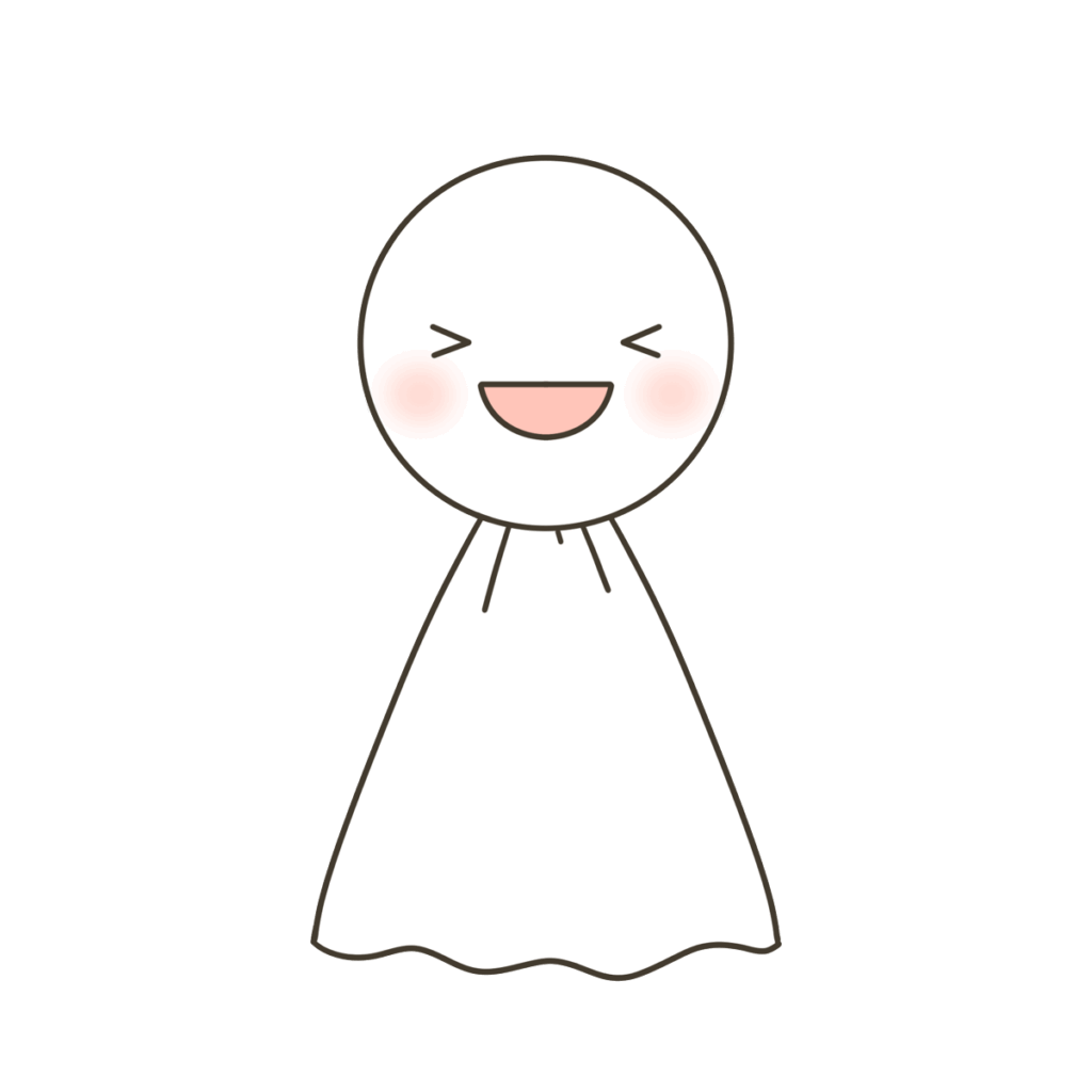 楽しそうな表情のてるてる坊主の支援イラスト