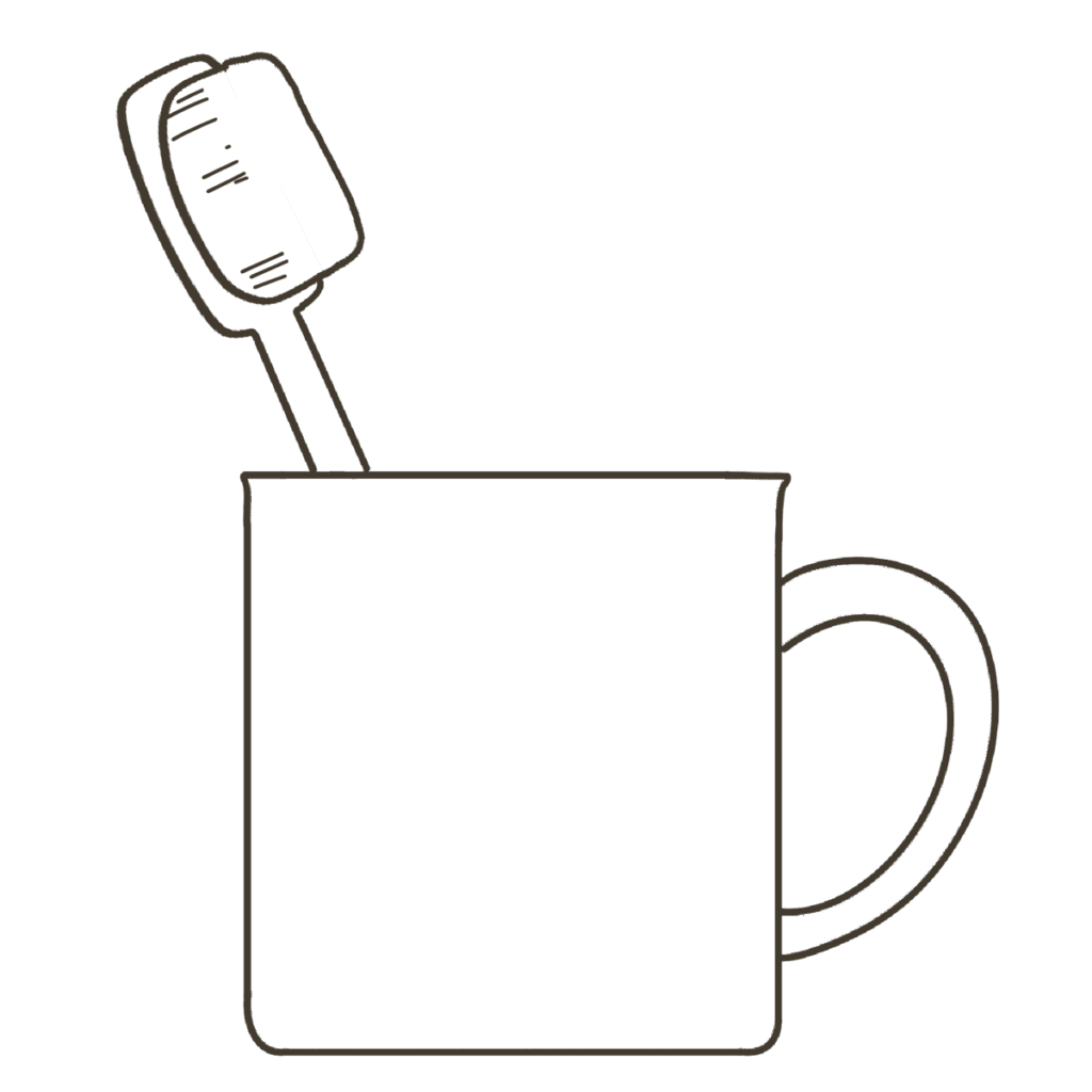 衛生用品・白色の歯磨きセットの支援イラスト｜持ち物確認や片付け目印に