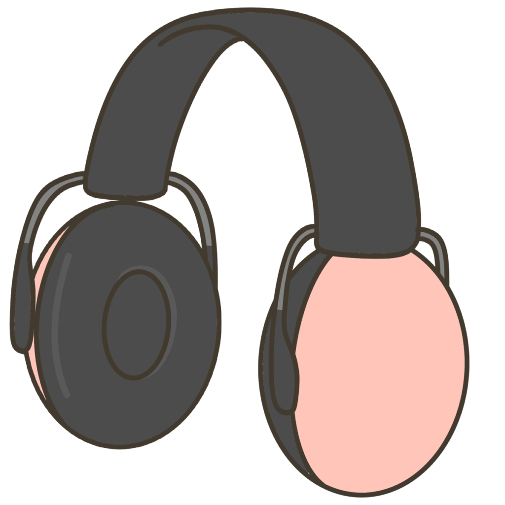 助ける道具・イヤーマフ（桃色）の支援イラスト｜持ち物確認や片付け目印に