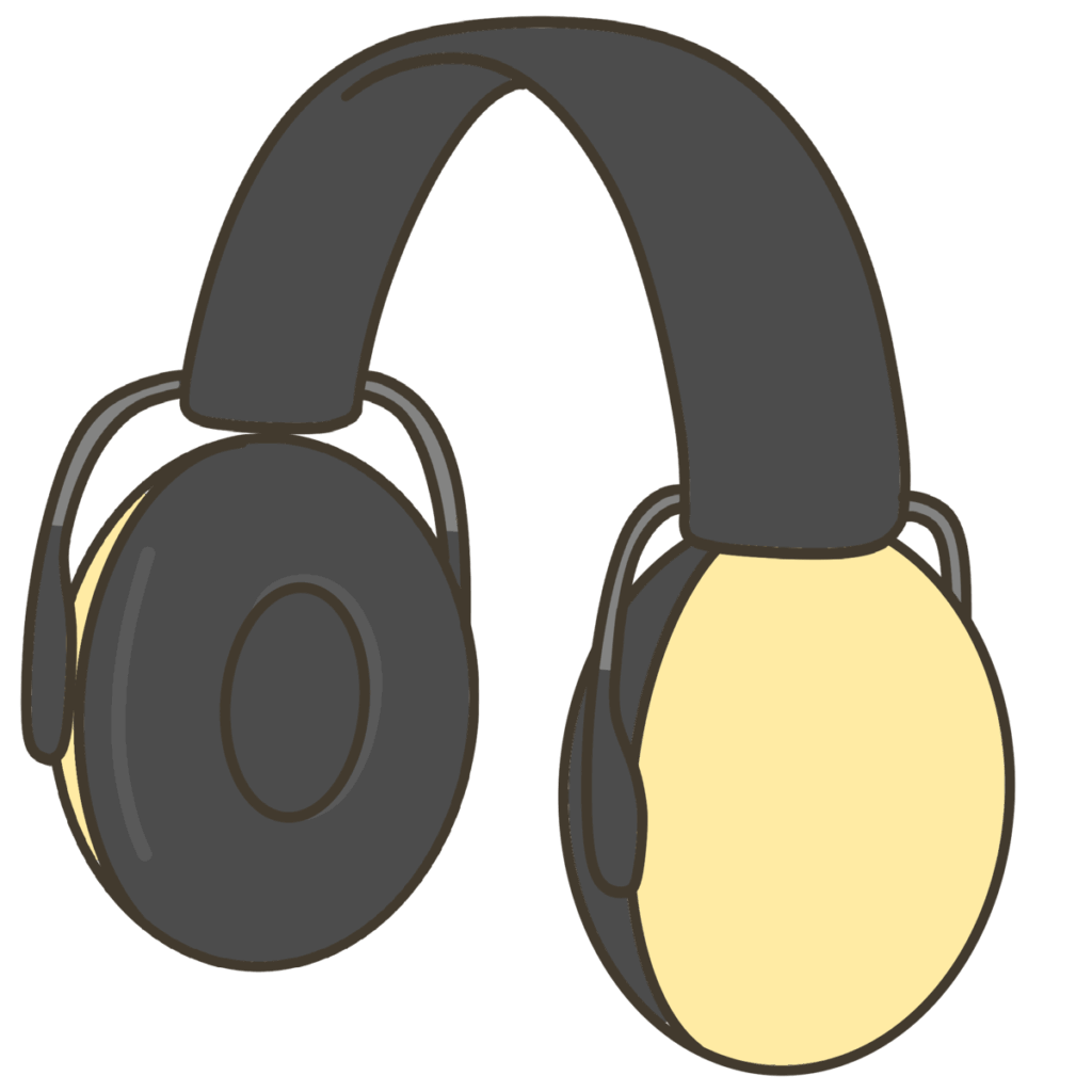 助ける道具・イヤーマフ（黄色）の支援イラスト｜持ち物確認や片付け目印に