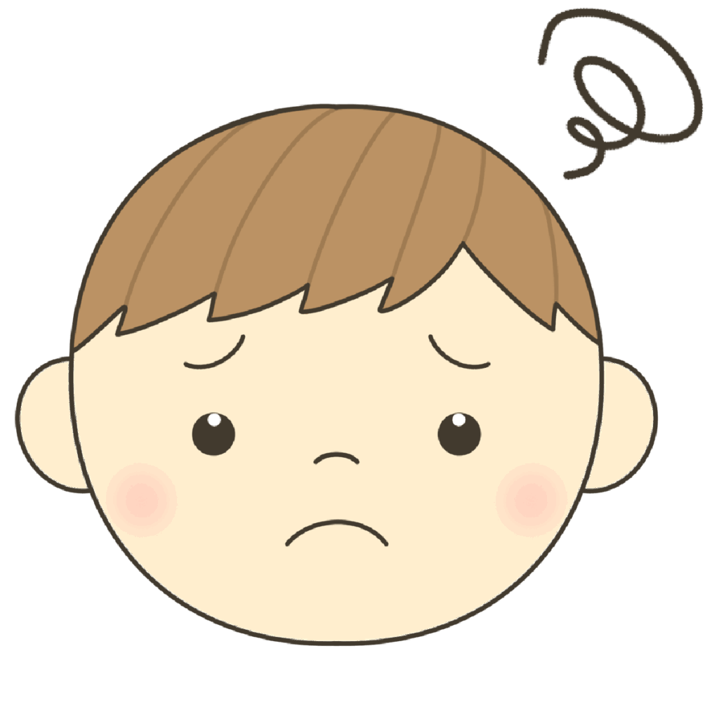 ななめわけの子の困った表情イラスト｜感情理解や自己表現に使えるカード・シートに