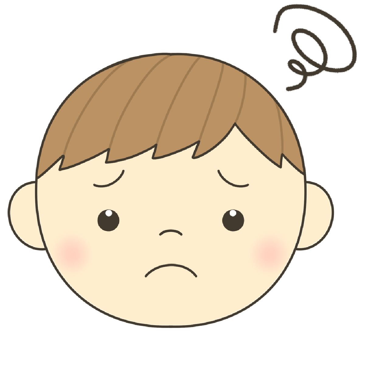 ななめわけの子の困った表情イラスト｜感情理解や自己表現に使えるカード・シートに