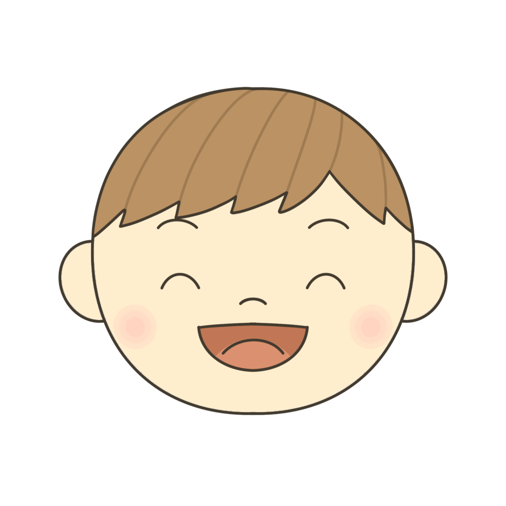 喜ぶの表情イラスト（ななめわけの子）｜感情理解や自己表現に使えるカード・シート用