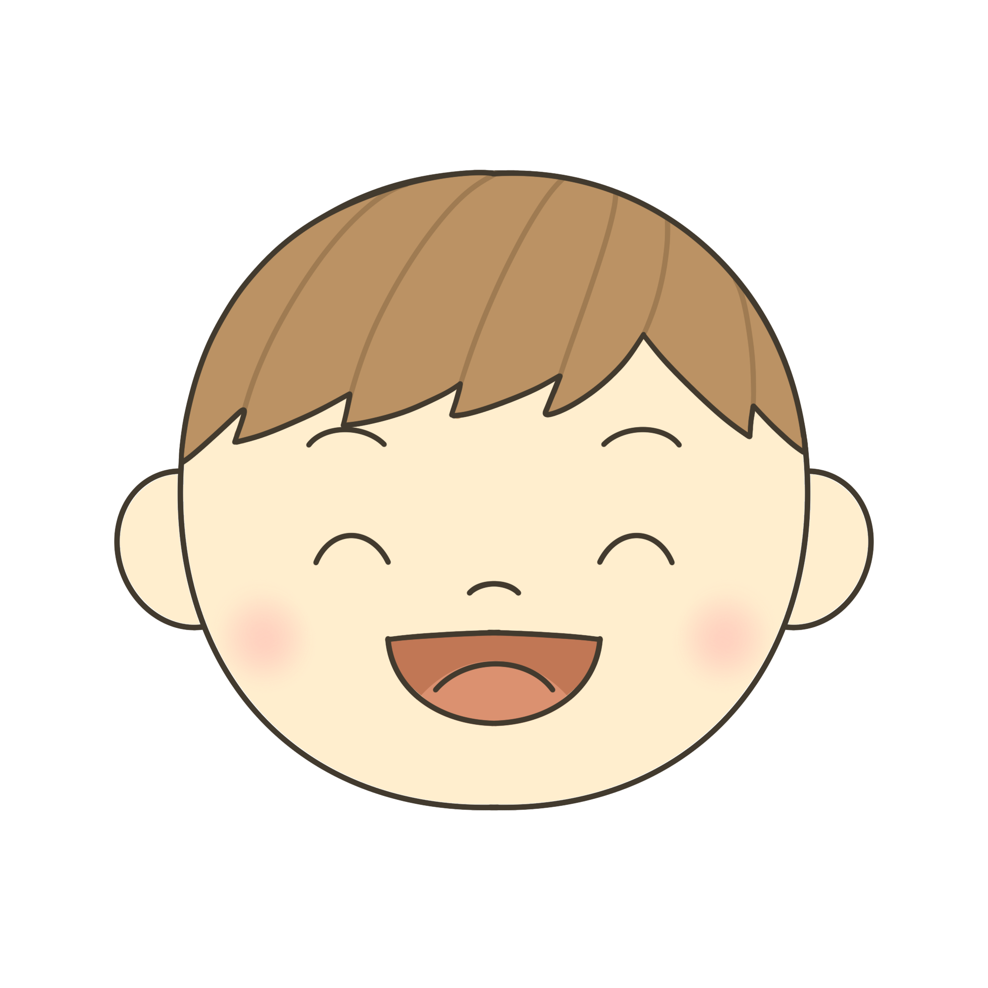 喜ぶの表情イラスト（ななめわけの子）｜感情理解や自己表現に使えるカード・シート用