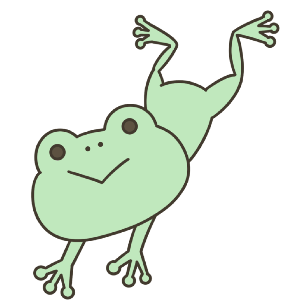 ぴょんと跳んだカエルのイラスト｜梅雨の季節や生き物の掲示に