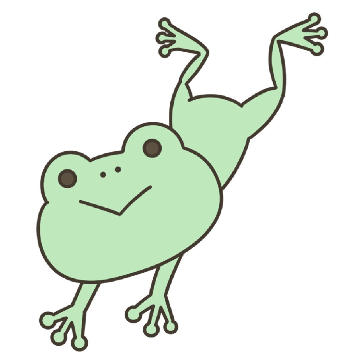 ぴょんと跳んだカエルのイラスト｜梅雨の季節や生き物の掲示に