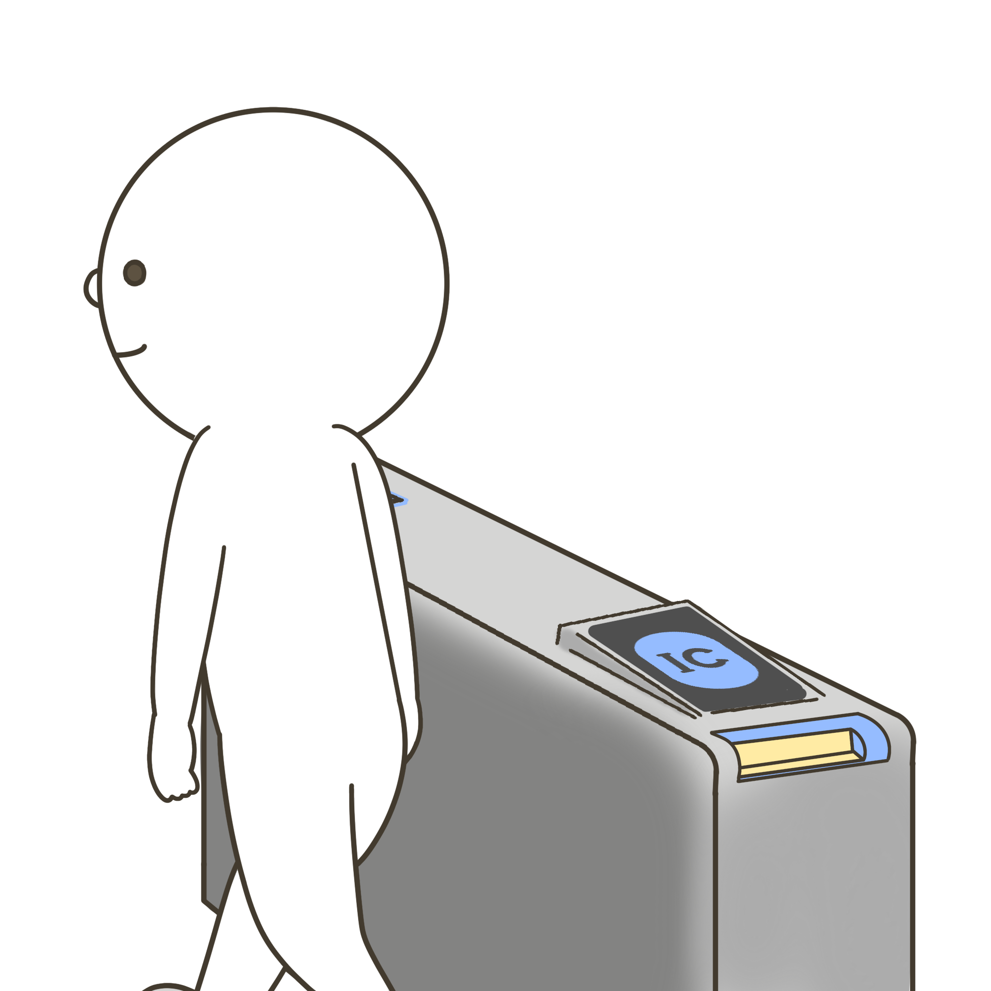 ICカードをタッチして、そのまま通過する子どものイラスト