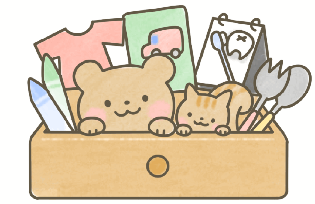 くまとりすが引き出しから顔を出しているイラストアイコン