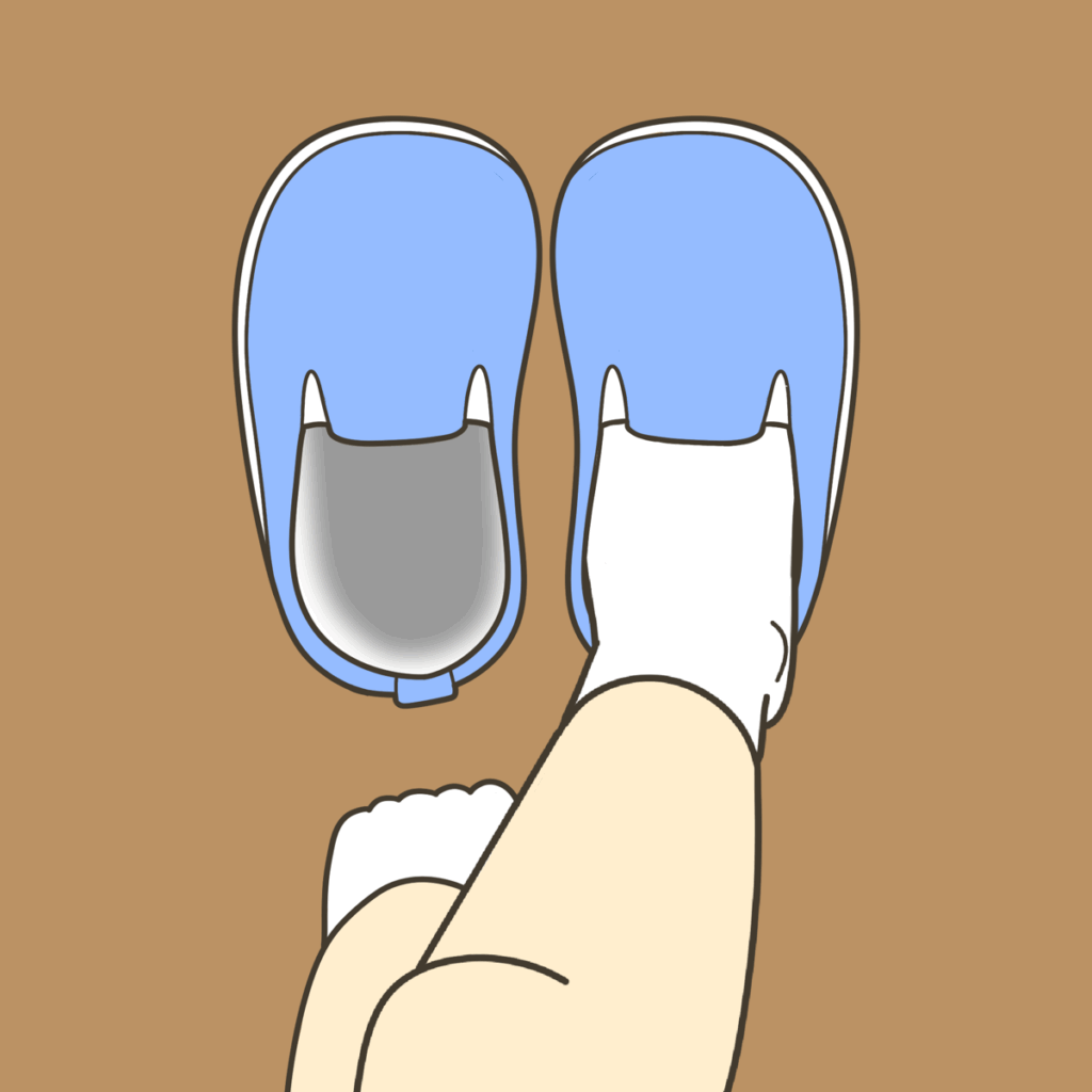 くつをはくシリーズ⑤｜おくまでいれるイラスト