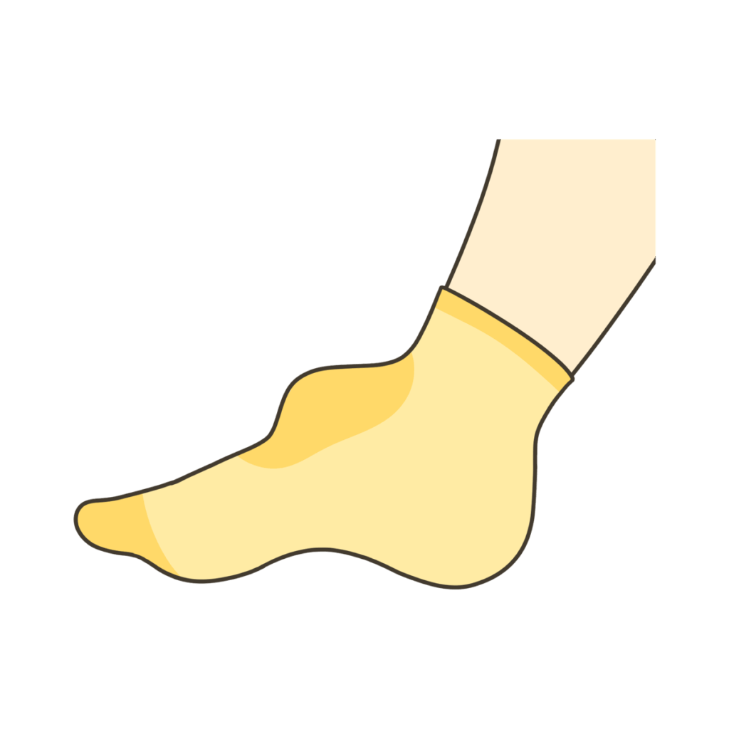 くつしたの履き方を確認している様子のイラスト（かかとのむき）