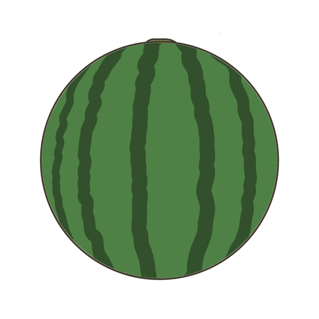 丸のままのスイカのイラスト|食材提示や季節の飾りに使える素材