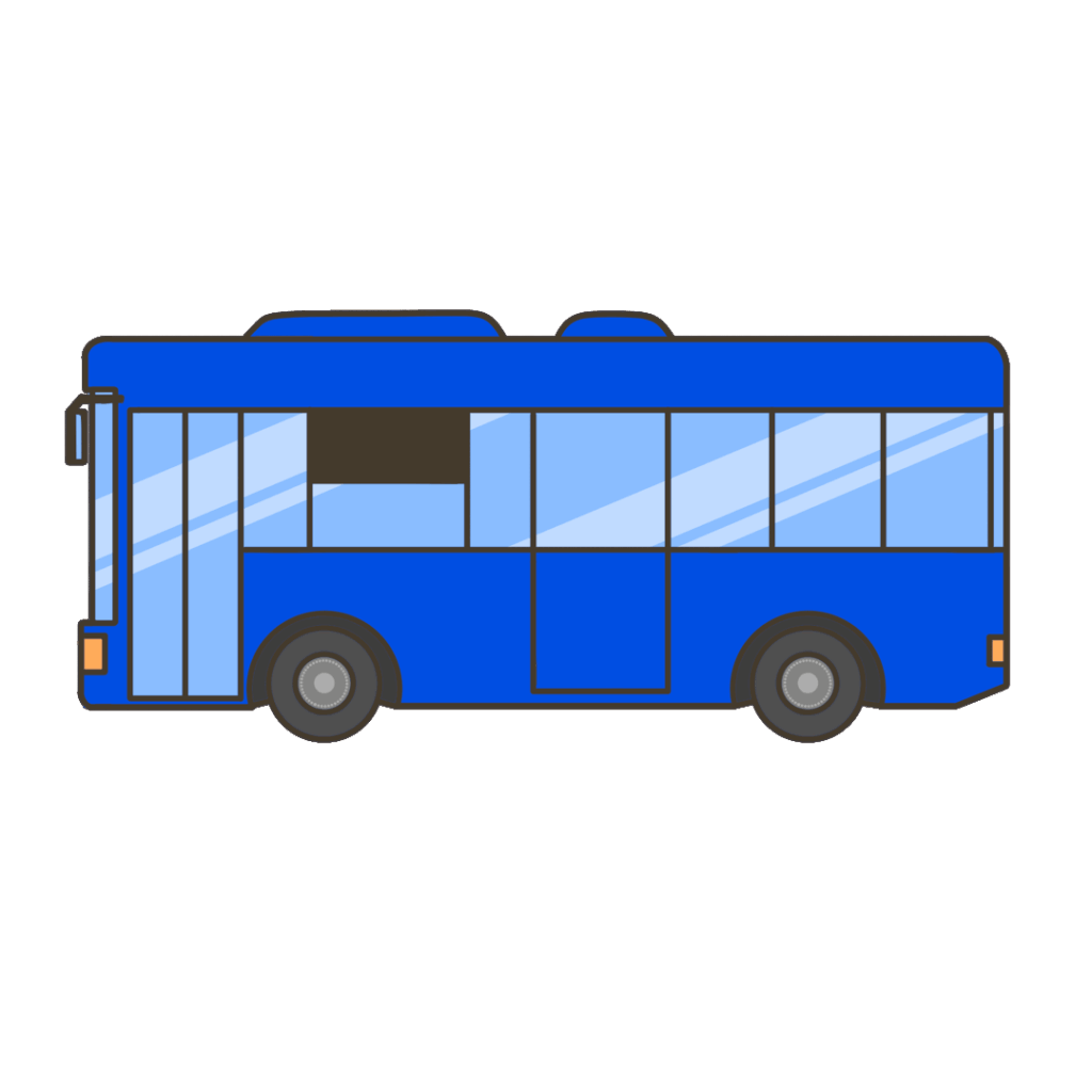 青色の車体のバスのイラスト|交通や移動の掲示物・教材に使える素材