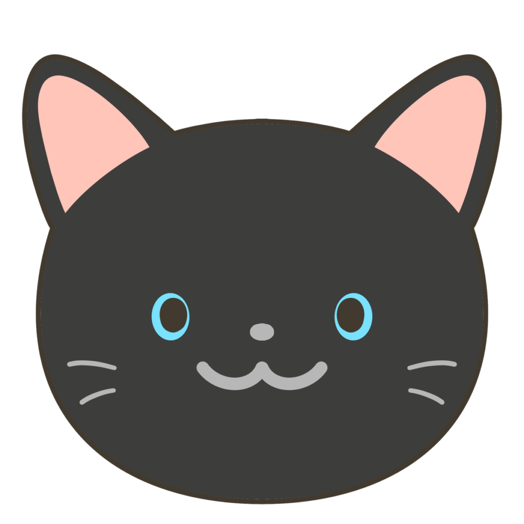 陸の上の生きもの・黒ネコの顔イラスト｜学習・マーク・グループ分けに