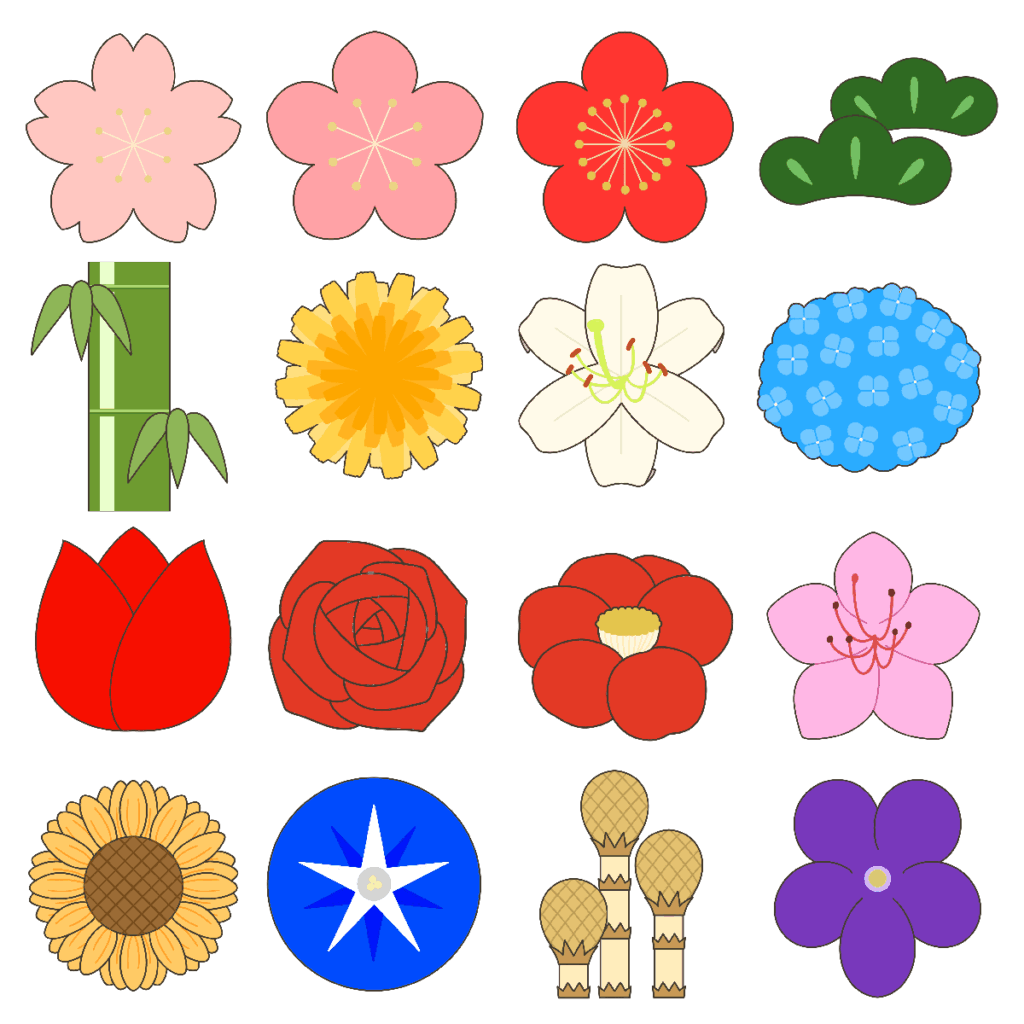 植物の正面のイラスト｜学習や持ち物の目印にも使える