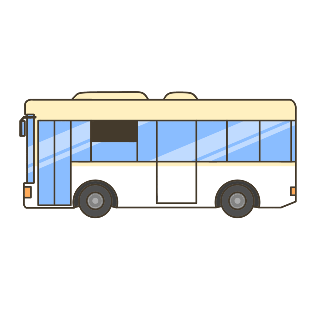 上半分がクリーム色の車体のバスのイラスト｜交通や移動の掲示物・教材に使える素材