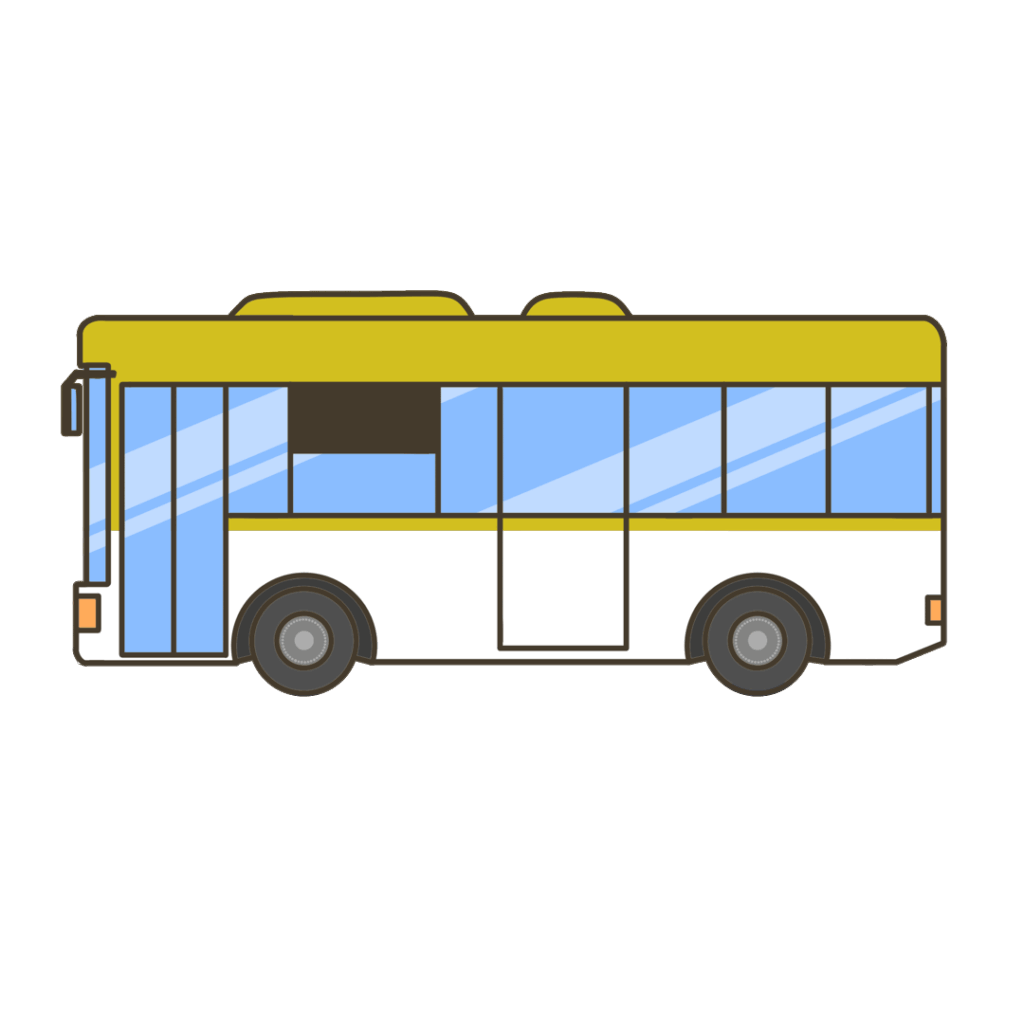 上半分が黄色の車体のバスのイラスト｜交通や移動の掲示物・教材に使える素材