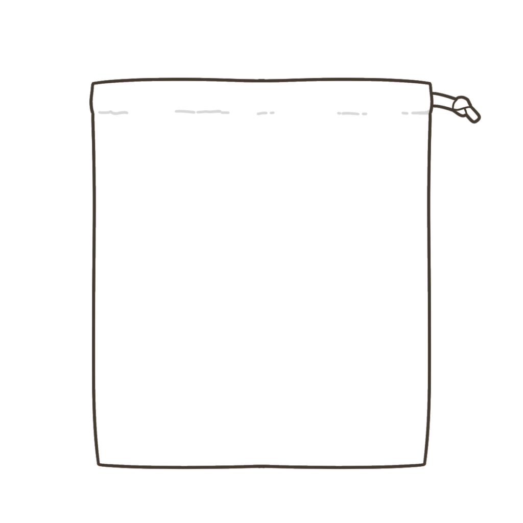 白色の巾着袋のイラスト|外出準備や持ち物支援に使える素材