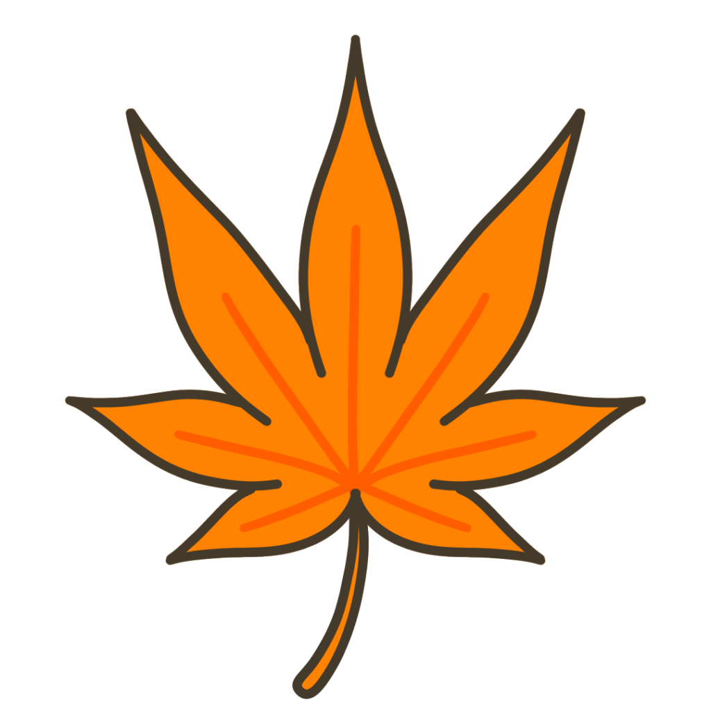 オレンジ色のモミジのイラスト｜自然や学習教材・掲示物に使える素材