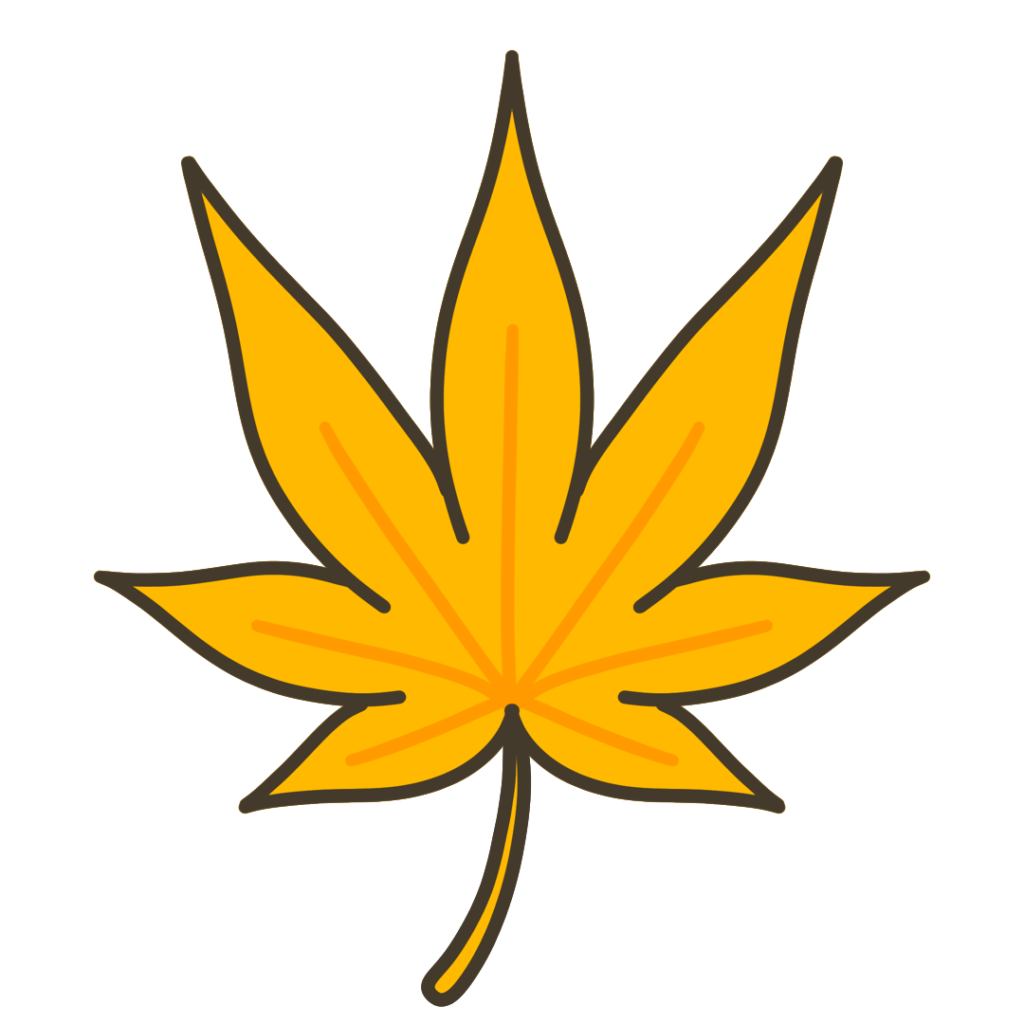 黄色のモミジのイラスト｜自然や学習教材・掲示物に使える素材