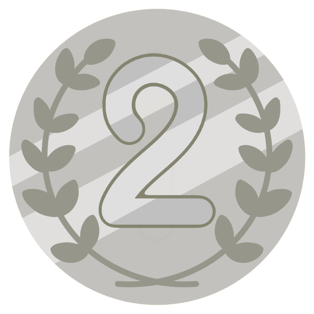 銀メダル(ツヤあり)のイラスト|掲示物や教材づくりに使える素材