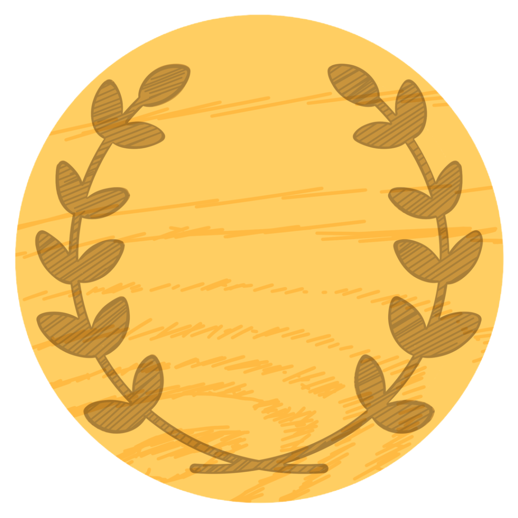 木製のメダル2のイラスト|掲示物や教材づくりに使える素材