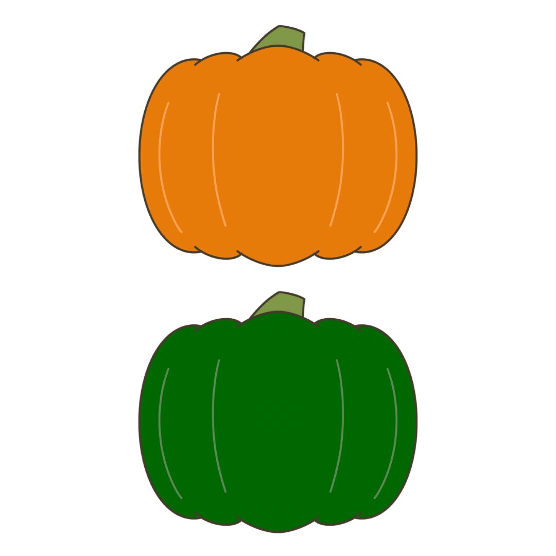 2色のかぼちゃのイラスト｜給食指導や食育に使える素材