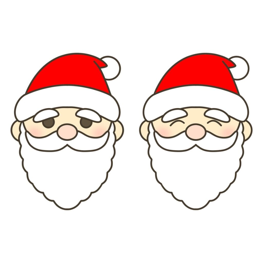 サンタクロースの顔のイラストのアイキャッチ｜季節の掲示物や行事の教材に使える素材