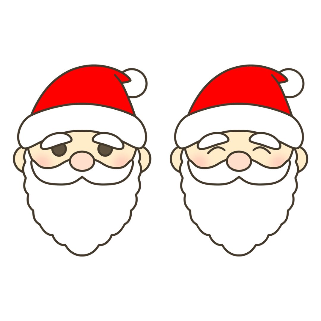 サンタクロースの顔のイラストのアイキャッチ｜季節の掲示物や行事の教材に使える素材
