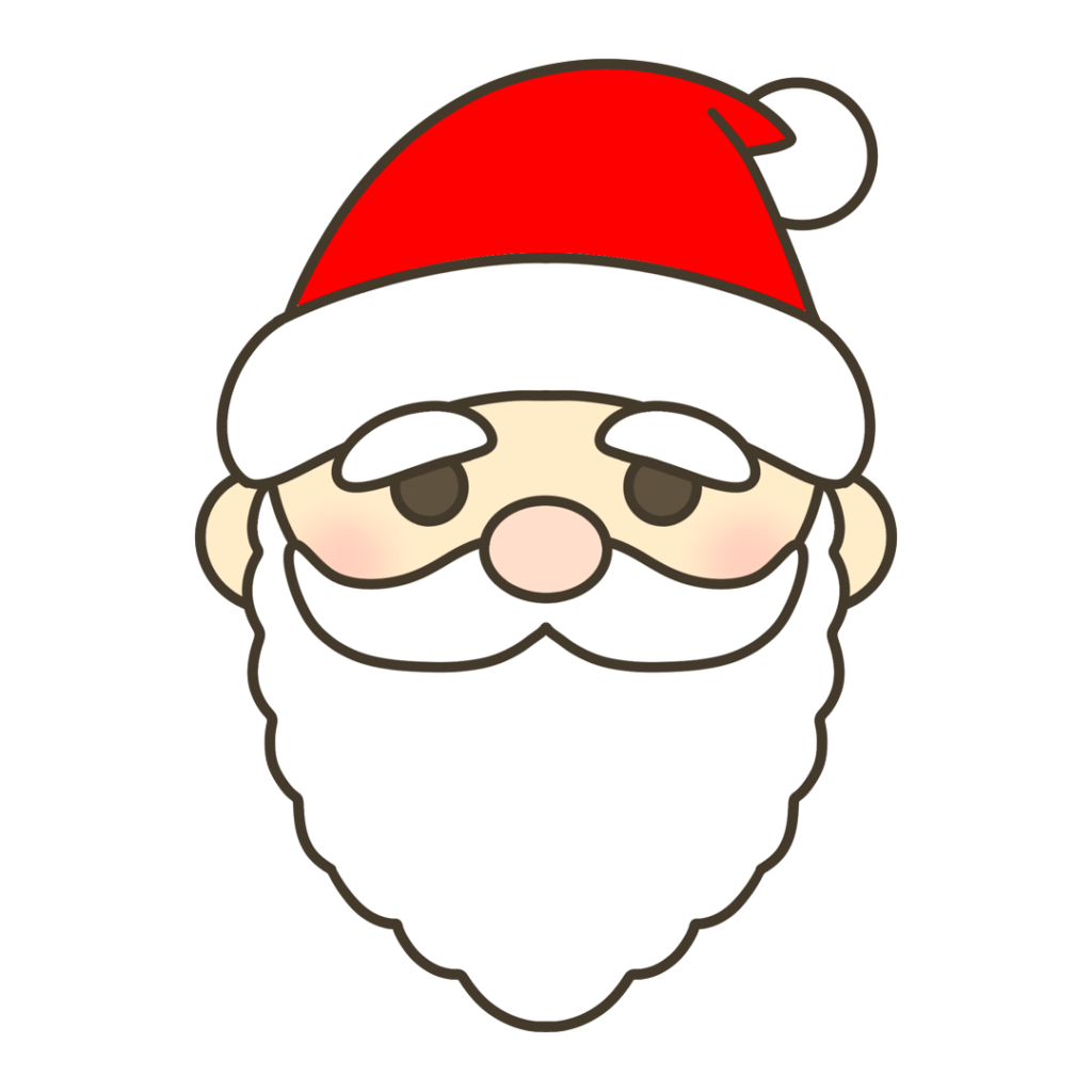 サンタクロースの顔のイラスト｜季節の掲示物や行事の教材に使える素材