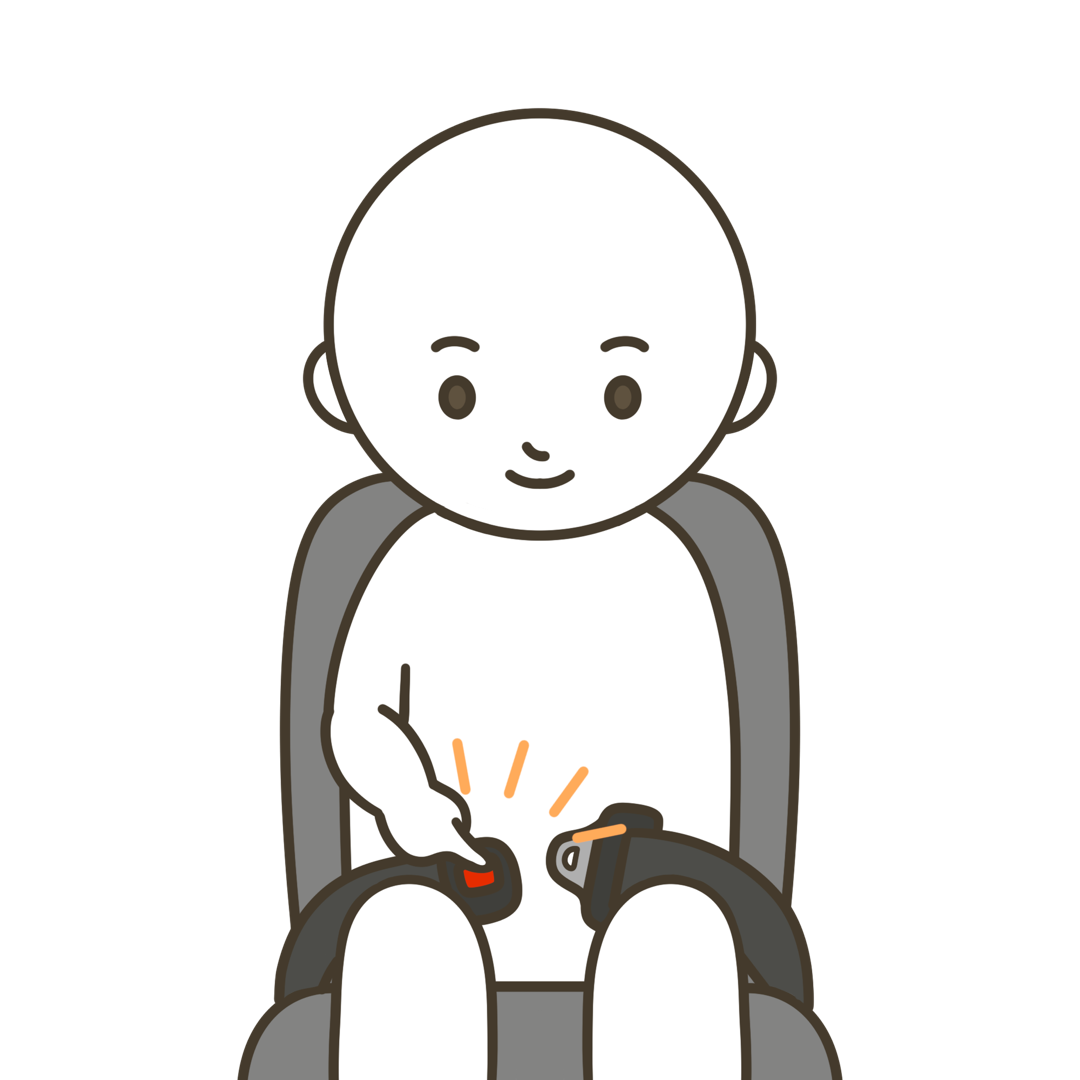 2点式のシートベルトを外すのイラスト｜日常生活や支援教材に使える素材