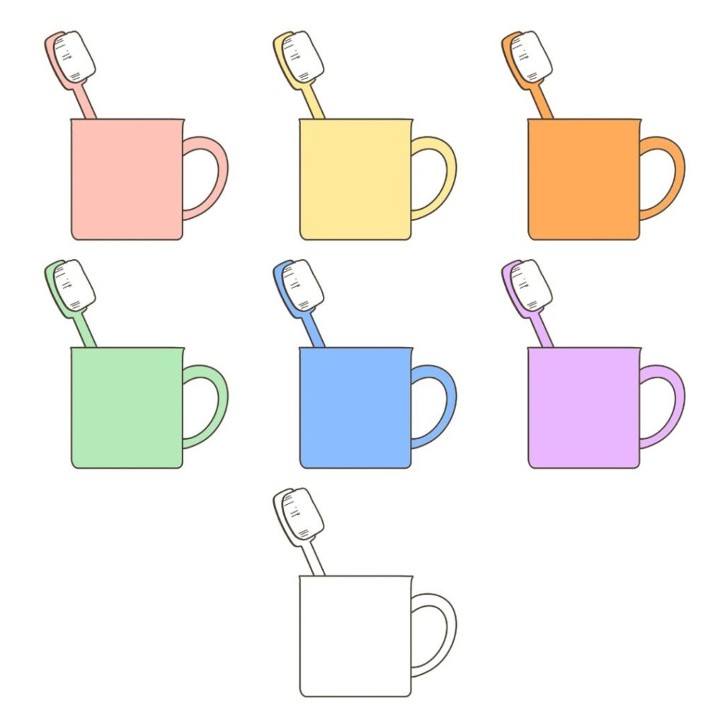 衛生用品・歯磨きセットの支援イラストのアイキャッチ｜持ち物確認や片付け目印に