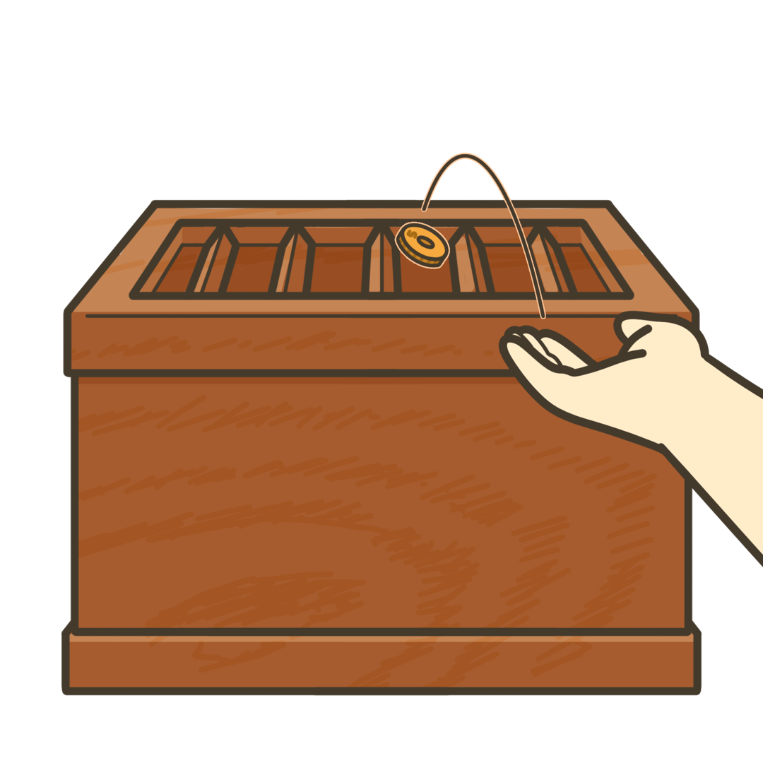 賽銭を入れるのイラスト｜日常生活や支援教材に使える素材