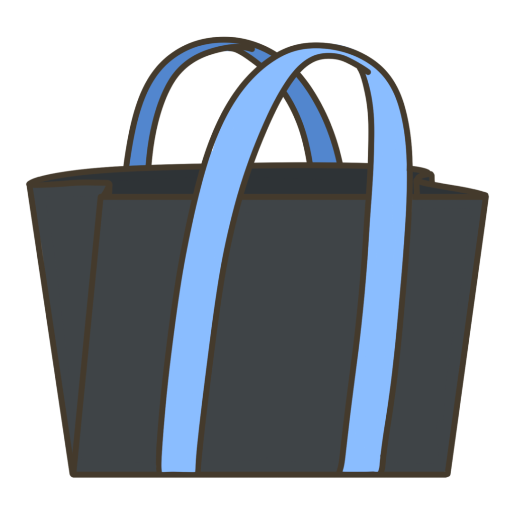 黒色のキャンバストートバッグのイラスト｜外出準備や持ち物支援に使える素材