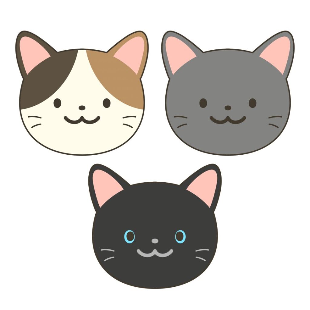 ネコの顔のアイキャッチのイラスト｜自然や学習教材・掲示物に使える素材