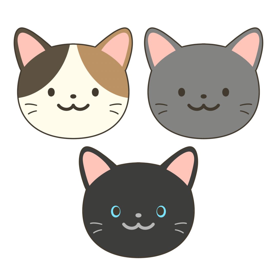 ネコの顔のアイキャッチのイラスト｜自然や学習教材・掲示物に使える素材