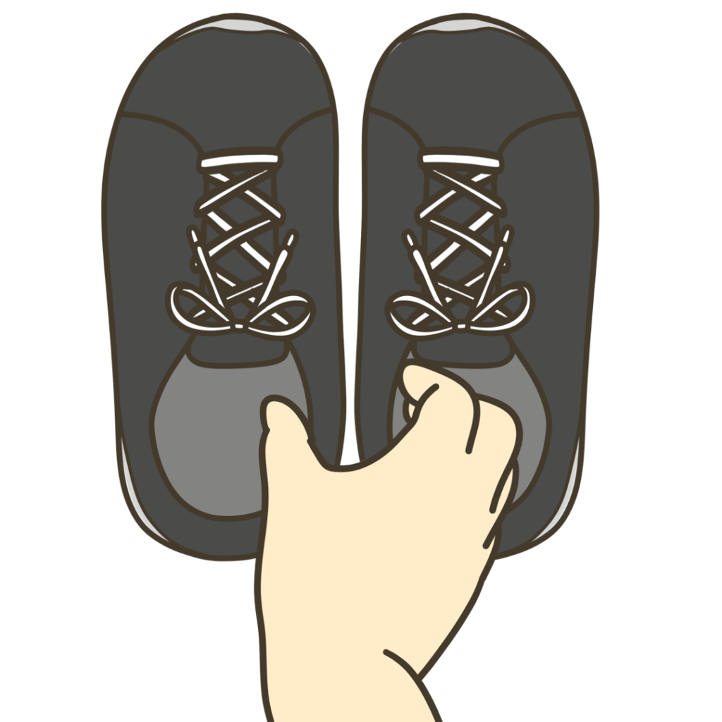 黒色のスニーカーを揃えるのイラスト｜日常生活や支援教材に使える素材