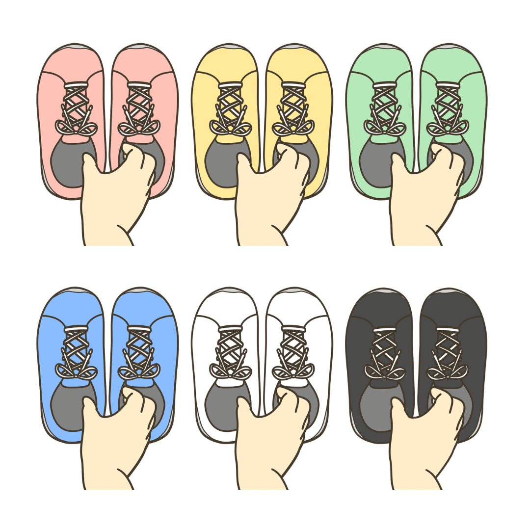 スニーカーを揃えるイラストのアイキャッチ｜日常生活や支援教材に使える素材