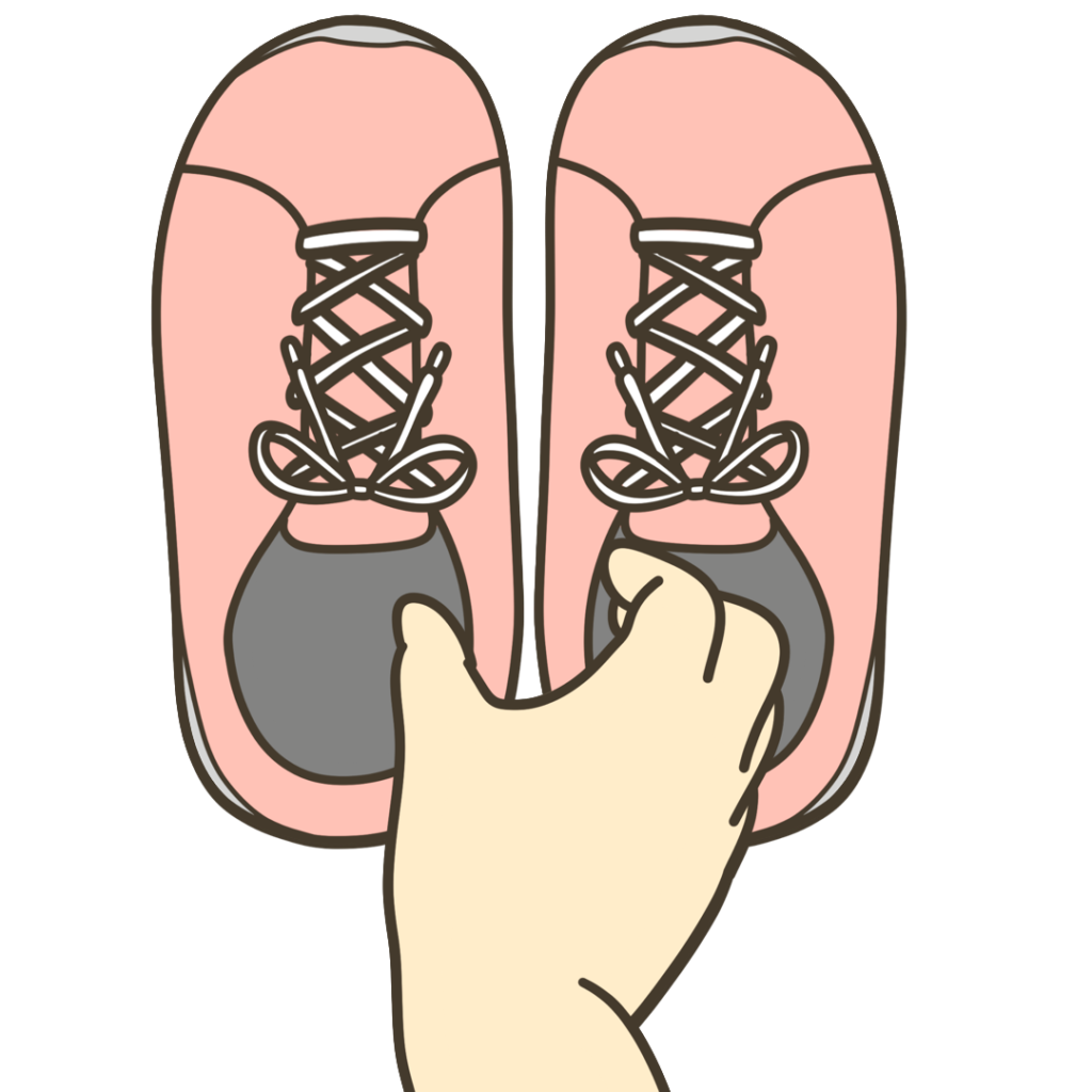 ピンク色のスニーカーを揃えるのイラスト｜日常生活や支援教材に使える素材