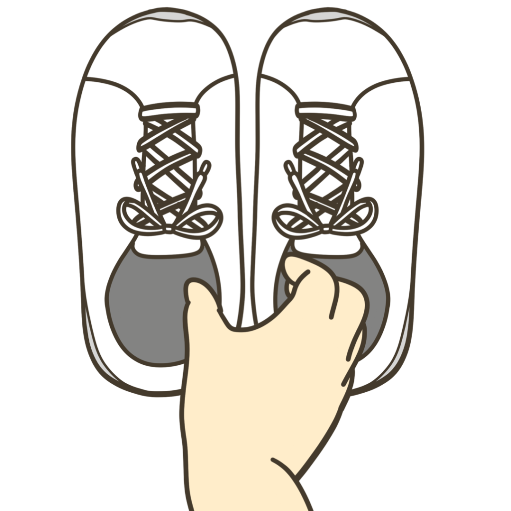 白のスニーカーを揃えるのイラスト｜日常生活や支援教材に使える素材