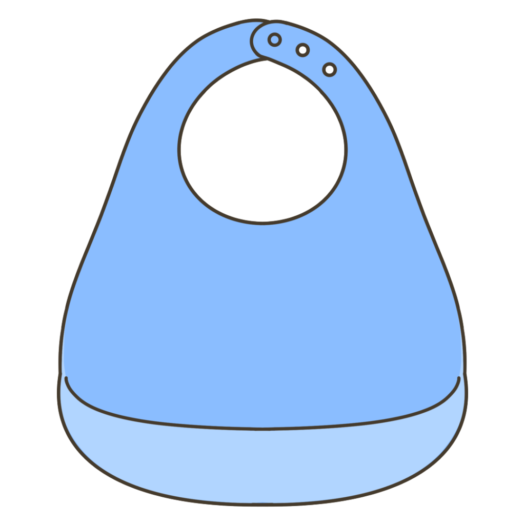 青色の食事用シリコンエプロンのイラスト|外出準備や持ち物支援に使える素材