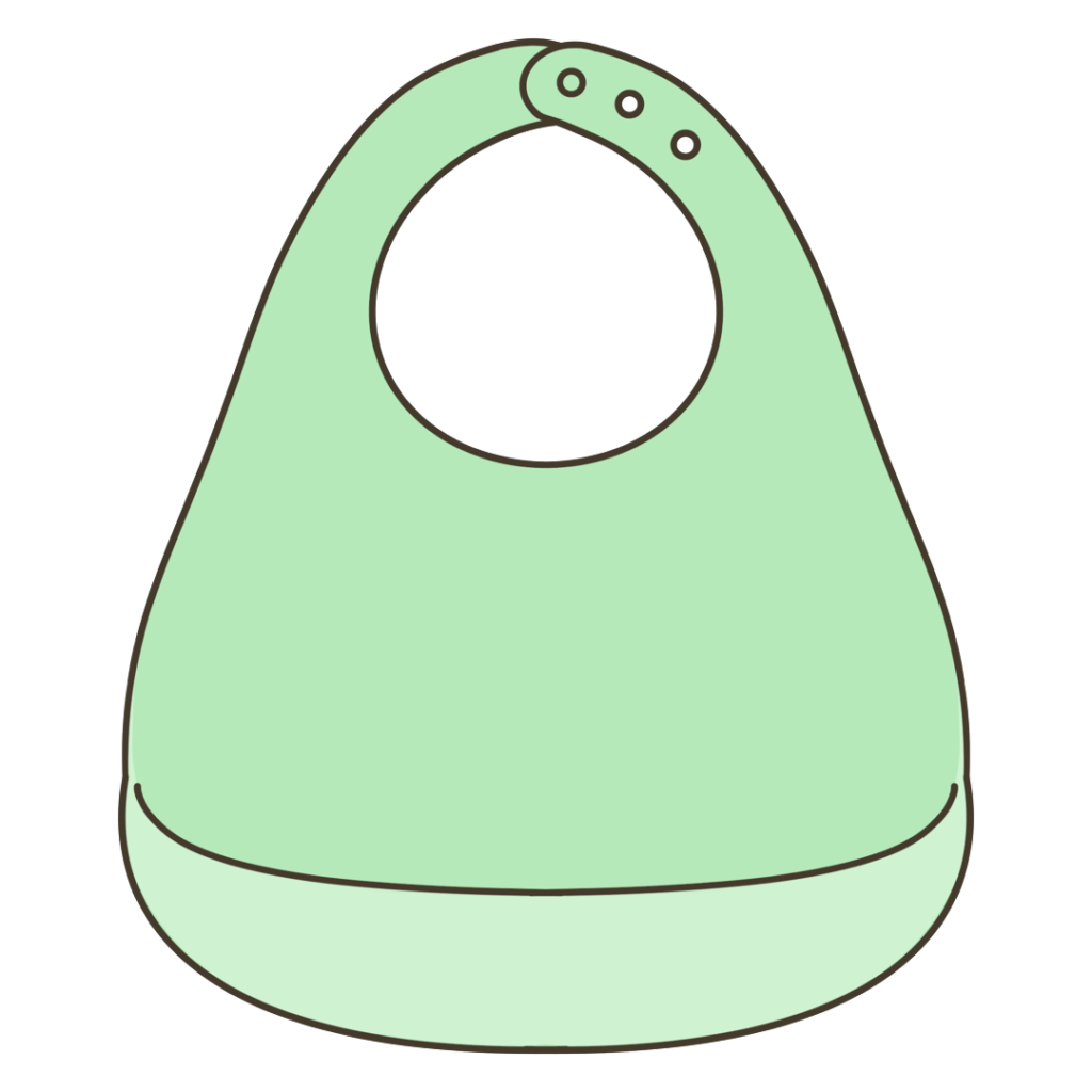 緑色の食事用シリコンエプロンのイラスト|外出準備や持ち物支援に使える素材