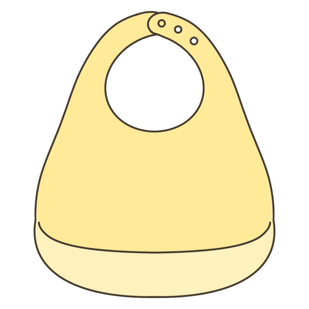 黄色の食事用シリコンエプロンのイラスト|外出準備や持ち物支援に使える素材