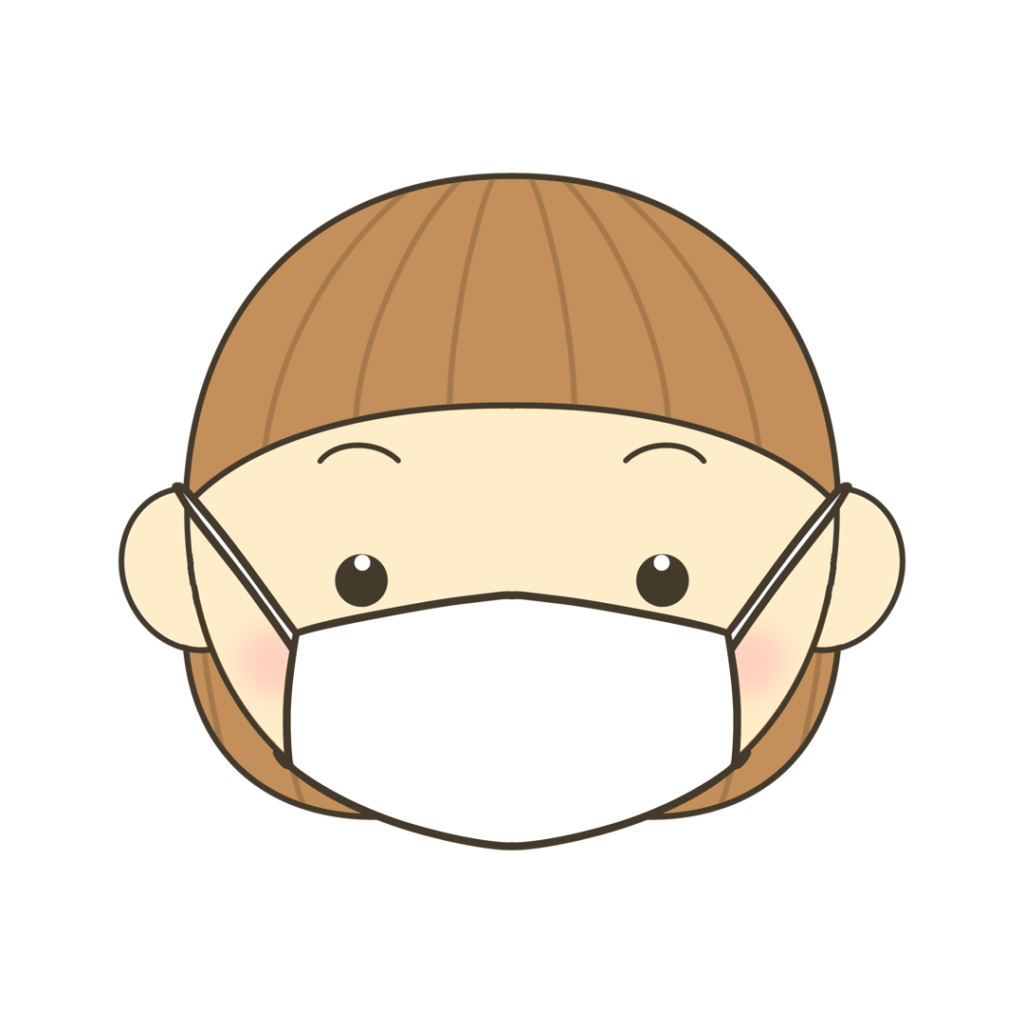 マスクをつける（ショートカット）のイラスト｜発音練習や感情表現に使える素材