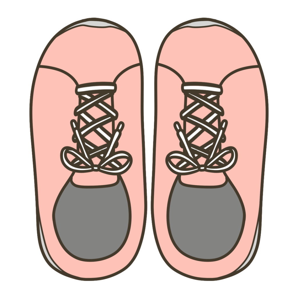 上から見たピンク色のスニーカーのイラスト｜服装や装飾品の支援教材に使える素材