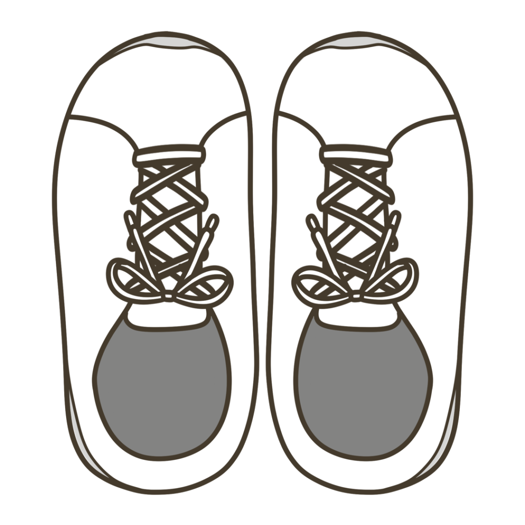 上から見た白色のスニーカーのイラスト｜服装や装飾品の支援教材に使える素材