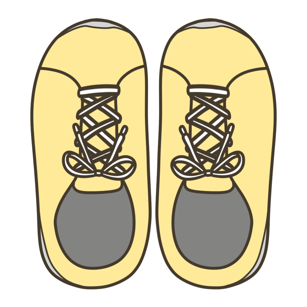 上から見た黄色のスニーカーのイラスト｜服装や装飾品の支援教材に使える素材