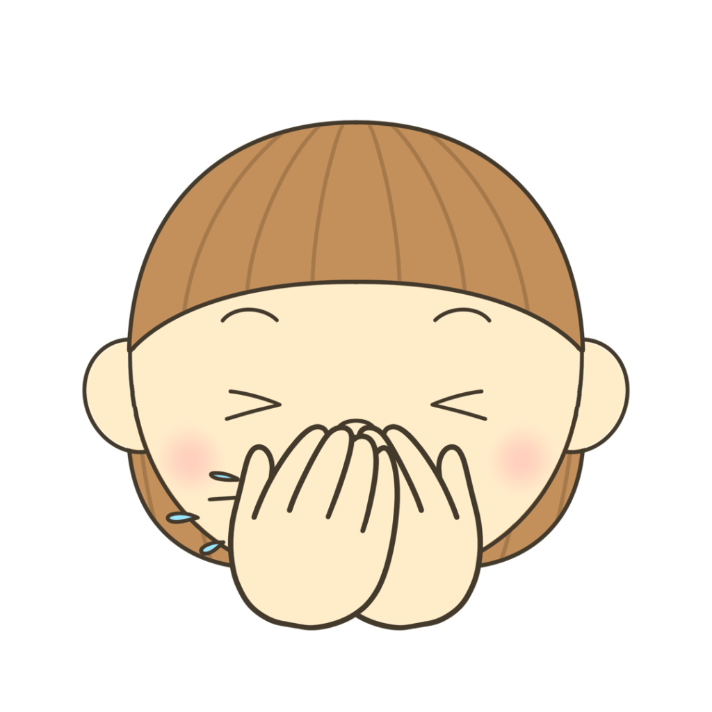 くしゃみを手で押さえる（ショートカット）のイラスト｜発音練習や感情表現に使える素材